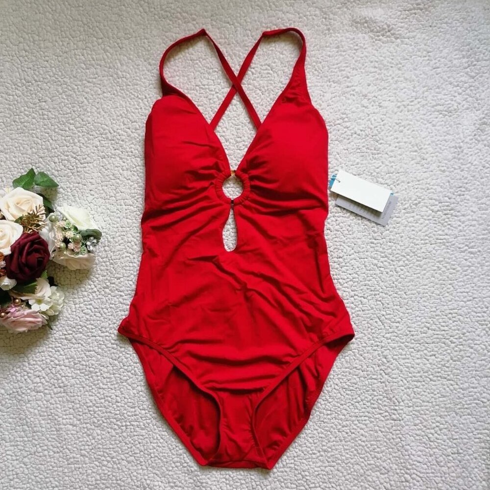 Bleu Rod Beattie Women’s Over-The-Shoulder Cross-Back Tank In Ginger, Size 10